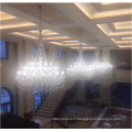 Luxe moderne grand grand hall de l&#39;hôtel bougie cristal lustres LED verre pendentif lumière pour l&#39;intérieur
